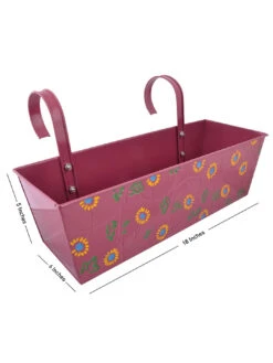 Handpainted Rectangle Planter Pink -EcoHaven Shop GG HPRP 5