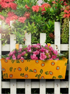 Handpainted Rectangle Planter Yellow