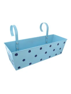 Polka Dot Rectangle Planter Blue -EcoHaven Shop GG PDRB 3