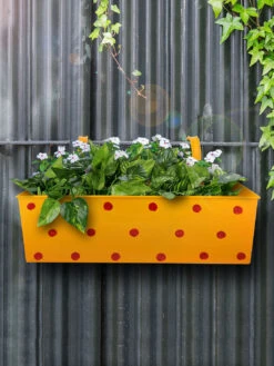 Polka Dot Rectangle Planter Yellow