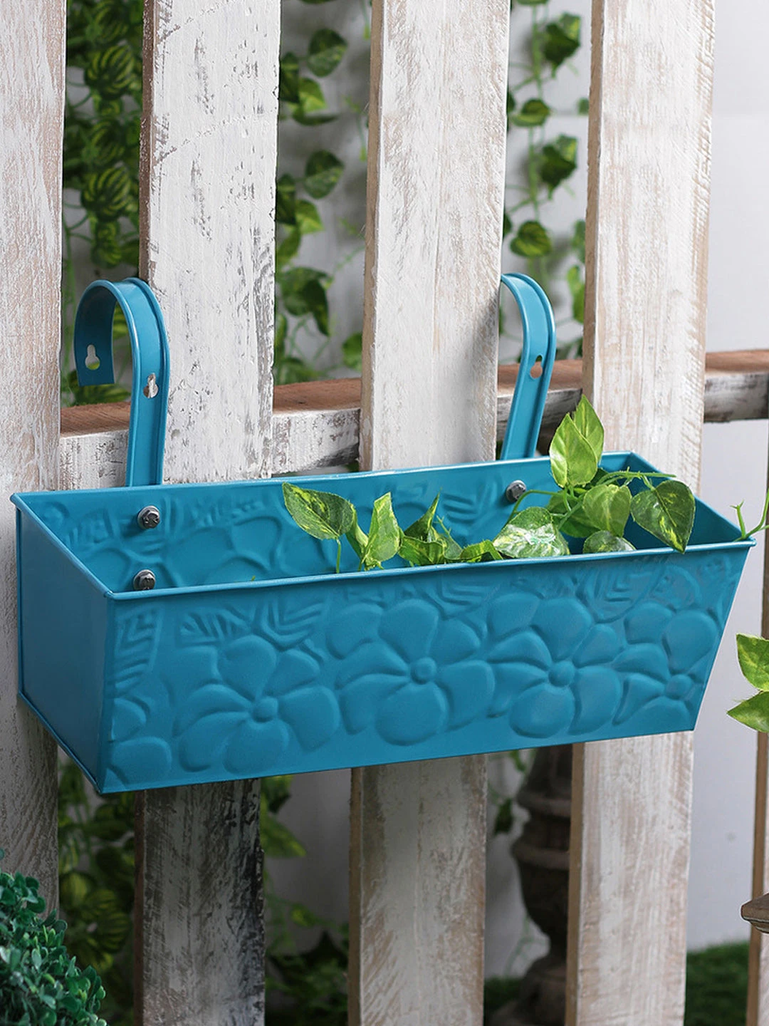 Embossed Rectangular Pot Blue 1 Embossed Rectangular Pot Blue
