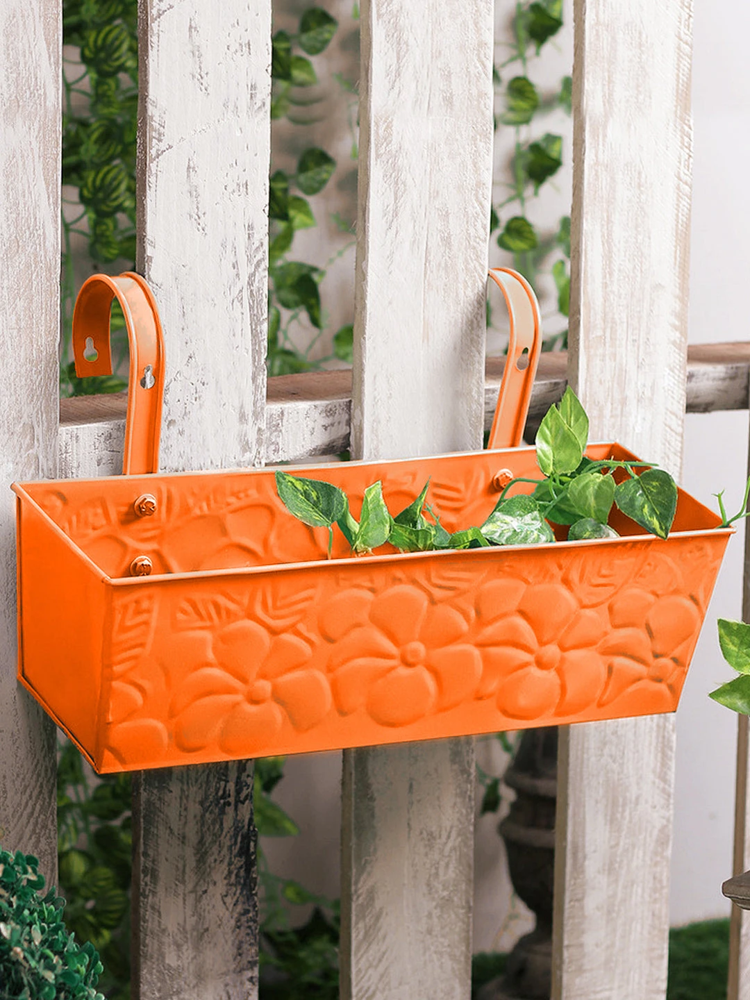 Embossed Rectangular Pot Orange 1 Embossed Rectangular Pot Orange