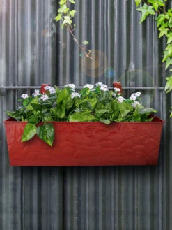 Embossed Rectangular Pot Red