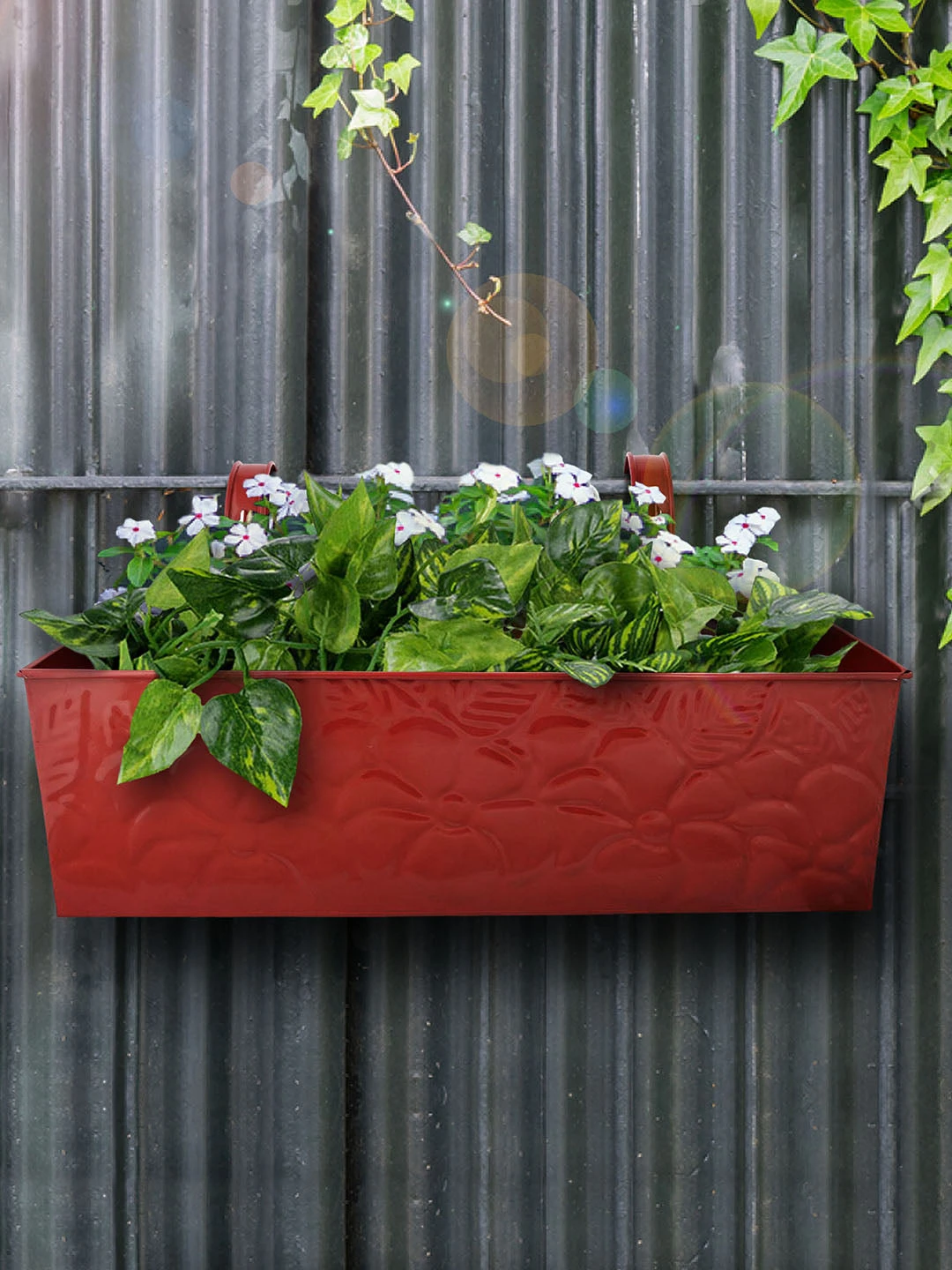 Embossed Rectangular Pot Red 1 Embossed Rectangular Pot Red
