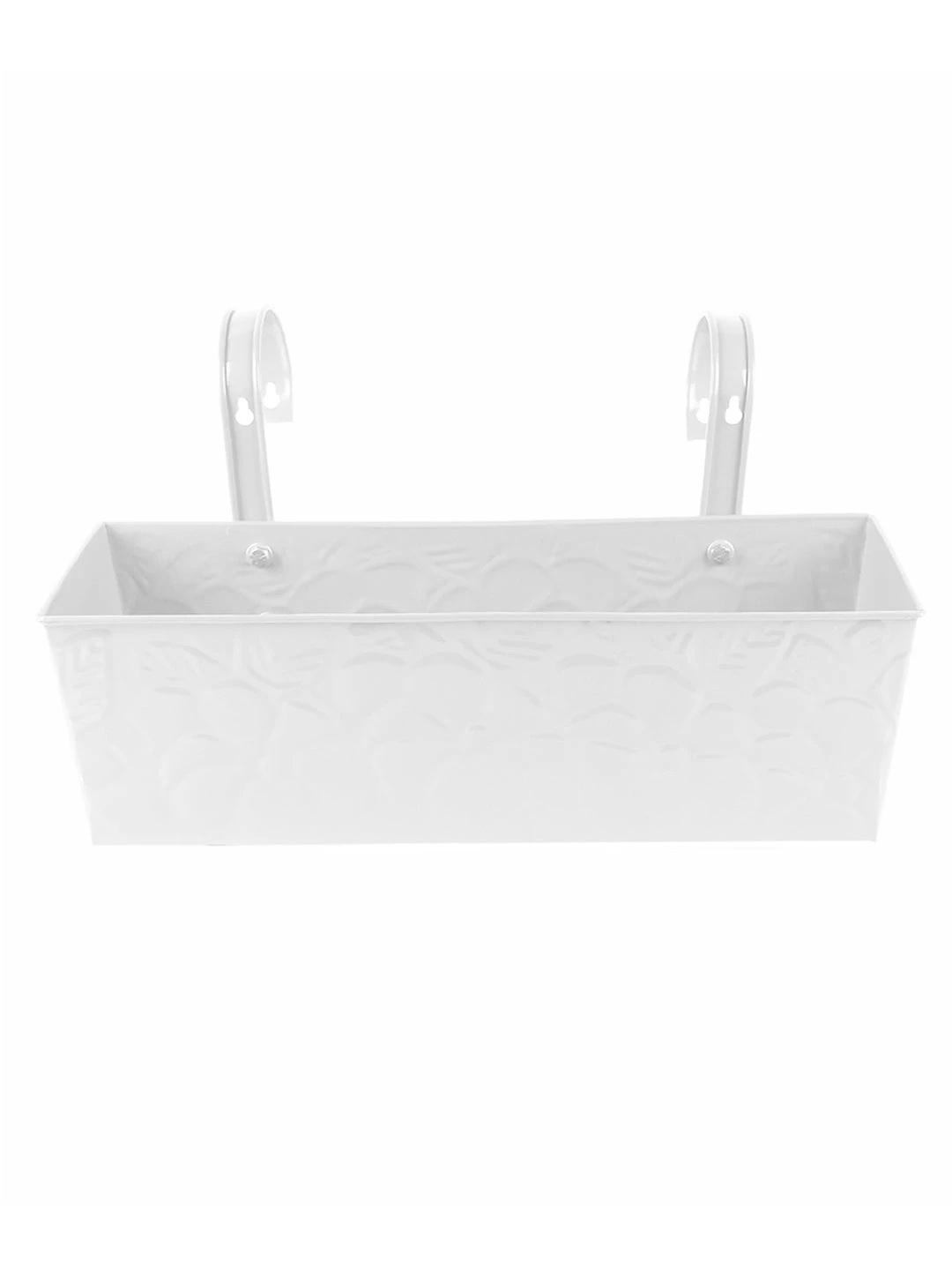 Embossed Rectangular Pot White 2 Embossed Rectangular Pot White - Image 2