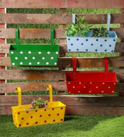 Set Of Four 18'' Polka Dot Rectangle Planters