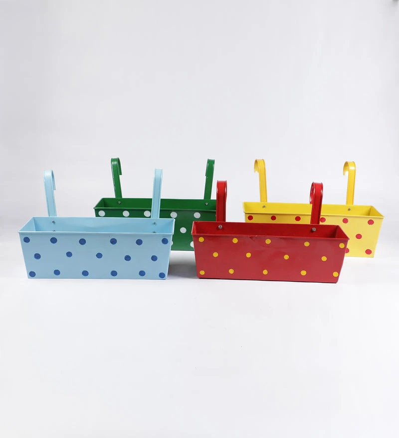 Set Of Four 18'' Polka Dot Rectangle Planters 2 Set Of Four 18'' Polka Dot Rectangle Planters - Image 2