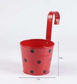 Set Of Five 7'' Polka Dot Round Planters -EcoHaven Shop SET7INPOL 3