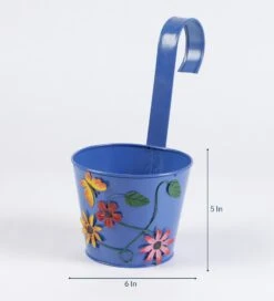 Set Of Five Flower Embossed Railing Pots -EcoHaven Shop SETFLEMB 3