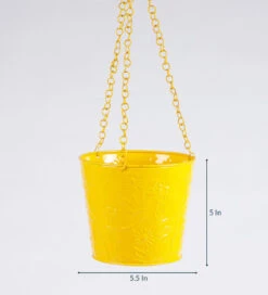 Set Of Five Hanging Bucket Yellow -EcoHaven Shop SETHBY 3