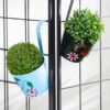 Set Of Two Flower Embossed Railing Planter Blue & Black