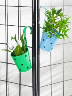 Set Of Two Railling Pot Polka Blue & Green