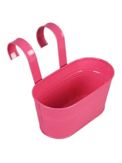 Set Of Two Oval Railling Planter Small Blue & Pink -EcoHaven Shop blue pink metal oval rail planters by green girgit set of 2 blue pink metal oval rail planters spxwov