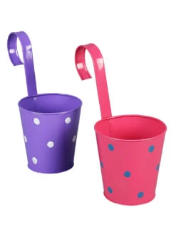 Set Of Two Railling Pot Polka Purple & Pink