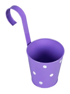 Set Of Two Railling Pot Polka Purple & Pink -EcoHaven Shop purple pink metal polka rail planters by green girgit set of 2 purple pink metal polka rail pl weyhuq