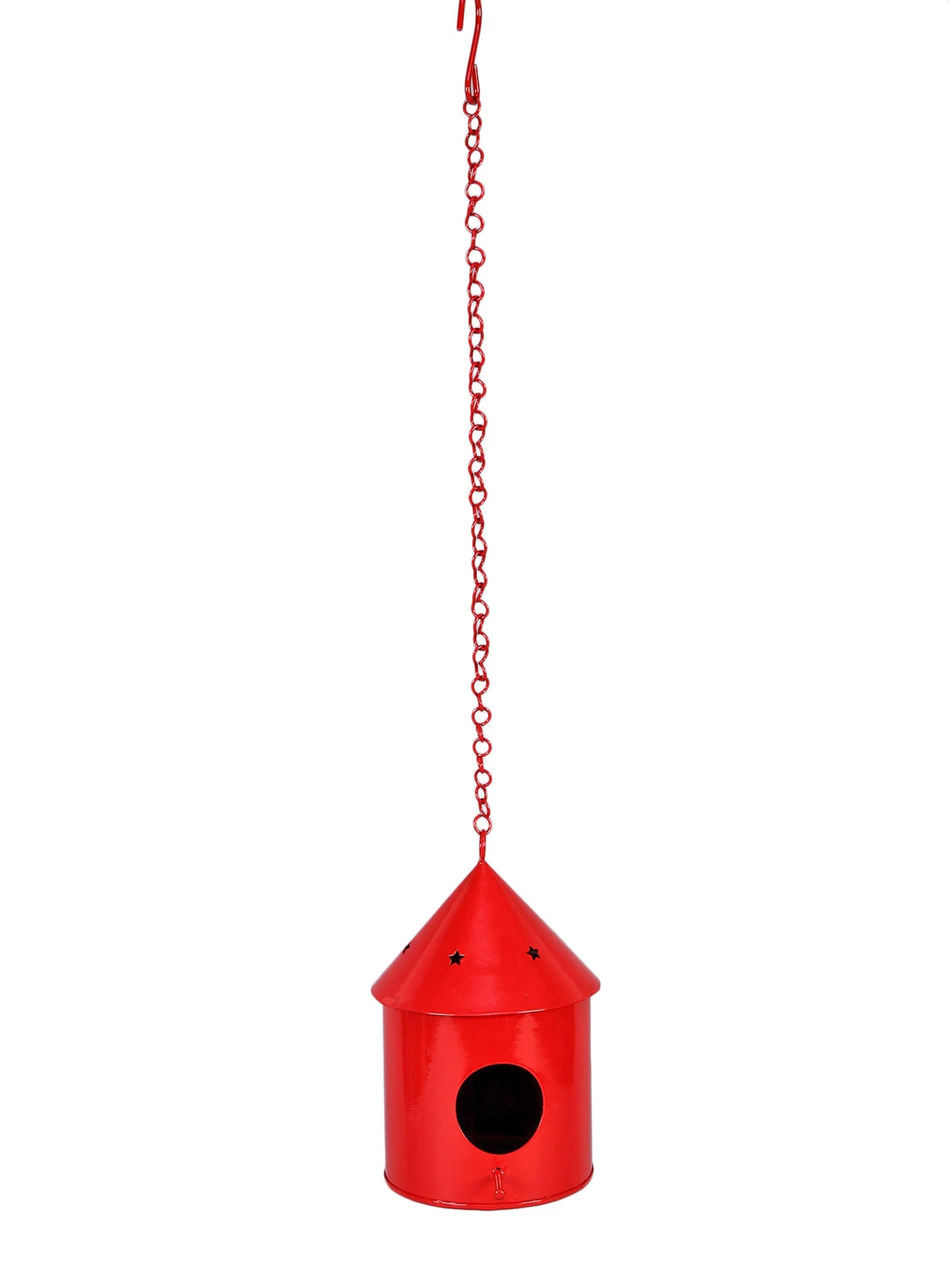 Round Hut Bird House Red 2 Round Hut Bird House Red - Image 2