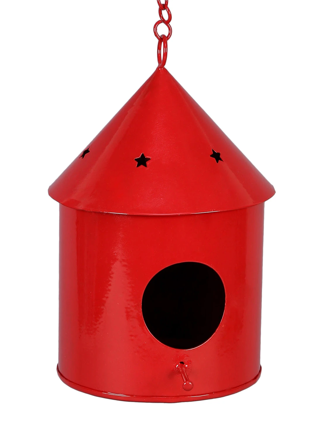 Round Hut Bird House Red 3 Round Hut Bird House Red - Image 3