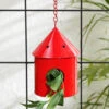 Round Hut Bird House Red
