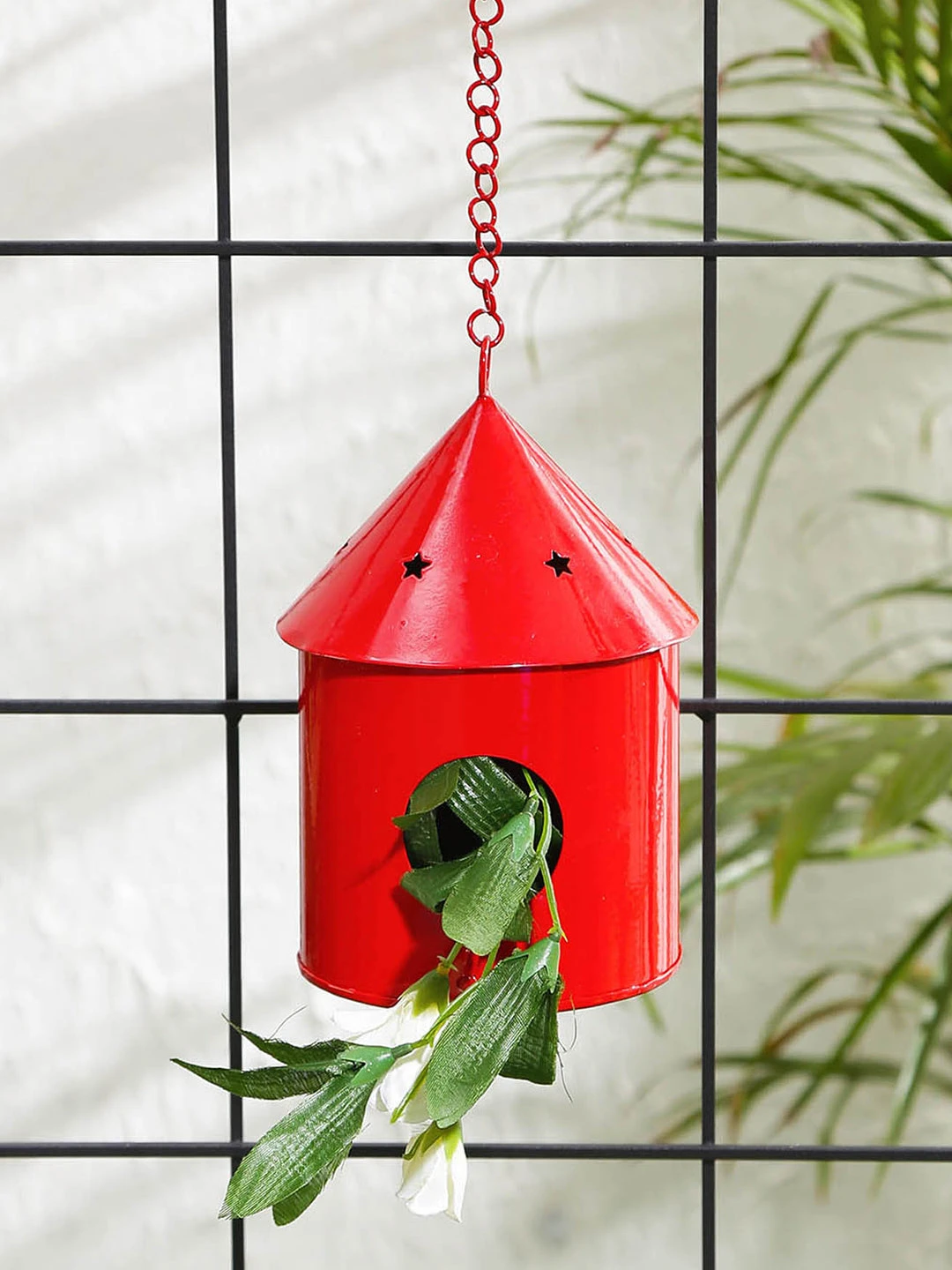 Round Hut Bird House Red 1 Round Hut Bird House Red
