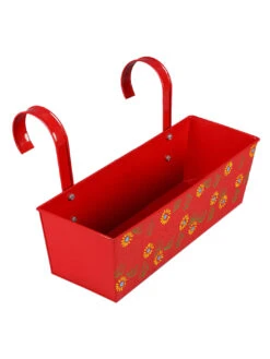 Set Of Two Handpainted Rectangle Planter Red & Yellow 5 Set Of Two Handpainted Rectangle Planter Red & Yellow -EcoHaven Shop red yellow metal handpainted rail planters by green girgit set of 2 red yellow metal handpaint zk4tg7