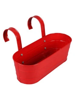 Set Of Two Oval Railing Planter Large Yellow & Red 5 Set Of Two Oval Railing Planter Large Yellow & Red -EcoHaven Shop red yellow metal oval rail planters by green girgit set of 2 red yellow metal oval rail plante k6puyl