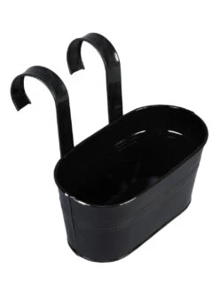 Set Of Two Oval Railling Planter Small White & Black 5 Set Of Two Oval Railling Planter Small White & Black -EcoHaven Shop white black metal oval rail planters by green girgit set of 2 white black metal oval rail plan jc28af