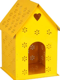 Hut Shape Bird House Yellow -EcoHaven Shop yellow metal hut shape green bird house by green girgit yellow metal hut shape green bird house by g xicrc9 1