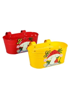 Set Of Two Mushroom Tub Yellow & Red 5 Set Of Two Mushroom Tub Yellow & Red -EcoHaven Shop yellow red metal mushroom rail planters by green girgit set of 2 yellow red metal mushroom rai emjde9
